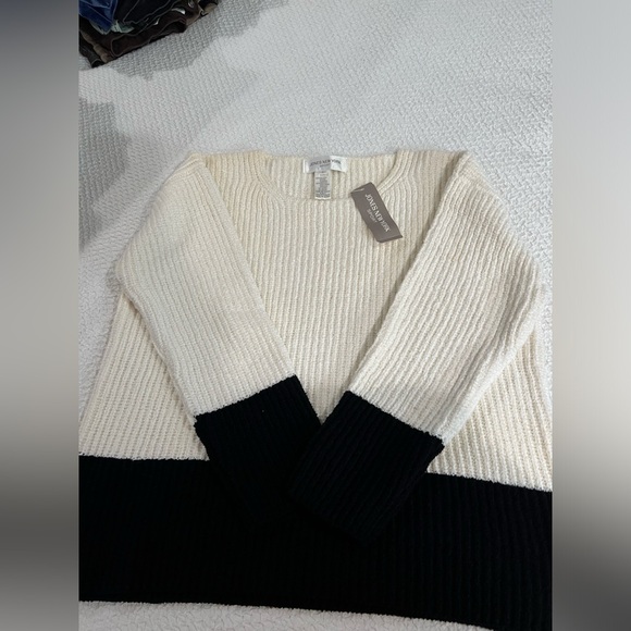 Y2K Jones New York Sport Sweater Adult White Color Block Cotton Womens Size L - Picture 11 of 11